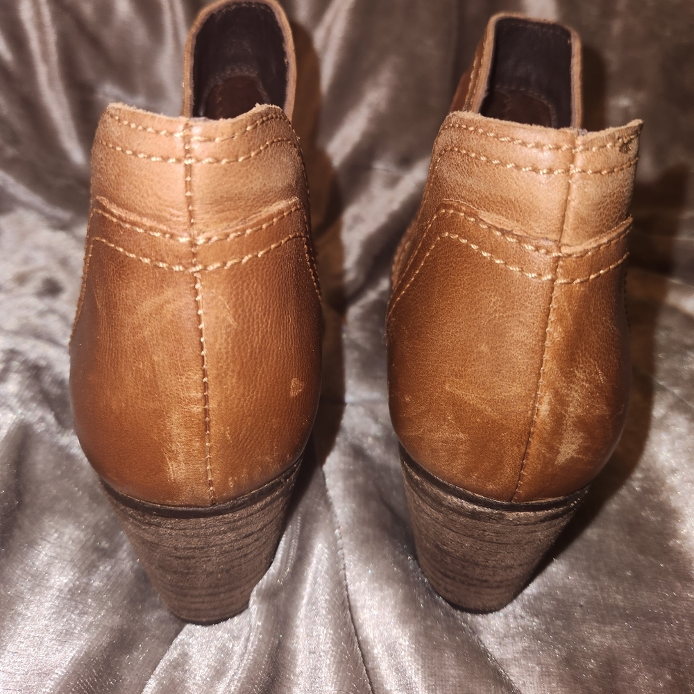 8.5M Aliee Steve Madden Brown Leather Ankle Boots, Round Toe, Designer - Picture 6 of 7